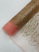 Rose Gold Glitter Mesh Lace Fabric Prom/Dress By The Yard