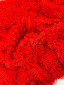 Red Tulle Ruffle Fabric, 60" Wide Waves - Prom Dress Wedding & Decoration