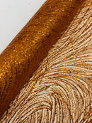 Burnt Orange Glitter Mesh Lace Fabric Prom/Dress By The Yard