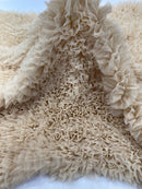 Champagne Tulle Ruffle Fabric, 60" Wide Waves - Prom Dress Wedding & Decoration
