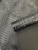 Black Faux Crocodile Vinyl Leather Upholstery Fabric By The Yard, Big 3D Crocodile Vinyl Fabric