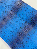 Royal Blue Ostrich Gator Embossed Vinyl Fabric By Yard, Crocodile Ostrich Vinyl Leather Upholstery