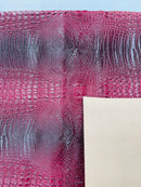 Burgundy Faux Crocodile Vinyl Leather Upholstery Fabric By The Yard, Big 3D Crocodile Vinyl Fabric