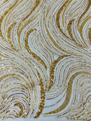 Gold Embroidery Beaded Fabric Fashion Design By The Yard