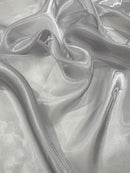 Silver Shine Ultra Glossy Shimmer Bridal Organza By Yard, Liquid Crystal Organza Fabric