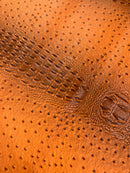 Orange Ostrich Gator Embossed Vinyl Fabric By The Yard, Crocodile Ostrich Vinyl Leather Upholstery