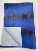 Royal Blue Ostrich Gator Embossed Vinyl Fabric By Yard, Crocodile Ostrich Vinyl Leather Upholstery