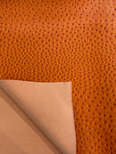 Orange Ostrich Faux Leather Upholstery By The Yard, Ostrich Embossed Vinyl Leather 54" Wide