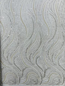 Silver Embroidery Beaded Fabric Fashion Design By The Yard