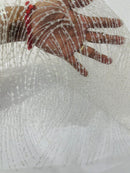 White Iridescent Pink Glitter Mesh Lace Fabric Prom/Dress By The Yard