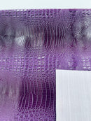 Purple Faux Crocodile Vinyl Leather Upholstery Fabric By The Yard, Big 3D Crocodile Vinyl Fabric