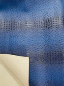Navy Ostrich Gator Embossed Vinyl Fabric By The Yard, Crocodile Ostrich Vinyl Leather Upholstery