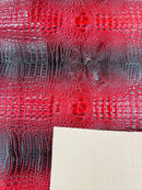Red Black Faux Crocodile Vinyl Leather Upholstery Fabric By The Yard, Big 3D Crocodile Vinyl Fabric
