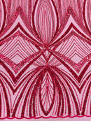 Fuchsia Embroidery Beaded Fabric By The Yard