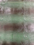 Hunter Green Faux Crocodile Vinyl Leather Upholstery Fabric By The Yard, Big 3D Crocodile Vinyl Fabric