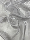 Silver Shine Ultra Glossy Shimmer Bridal Organza By Yard, Liquid Crystal Organza Fabric