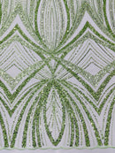 Sage Embroidery Beaded Fabric By The Yard