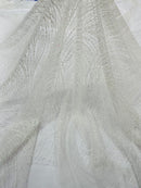 White Iridescent Pink Glitter Mesh Lace Fabric Prom/Dress By The Yard