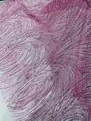 Pink Glitter Mesh Lace Fabric Prom/Dress By The Yard