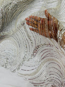 Silver Embroidery Beaded Fabric Fashion Design By The Yard