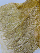 Gold JM Glitter Mesh Lace Fabric Prom/Dress By The Yard