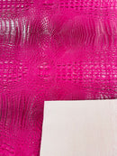 Magenta Faux Crocodile Vinyl Leather Upholstery Fabric By The Yard, Big 3D Crocodile Vinyl Fabric