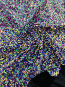 Multi Color Iridescent Sequin Fabric: Black Stretch Velvet (58/60" Wide)