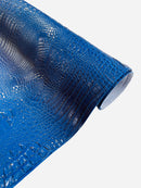 Royal Blue Faux Crocodile Vinyl Leather Upholstery Fabric By The Yard, Big 3D Crocodile Vinyl Fabric
