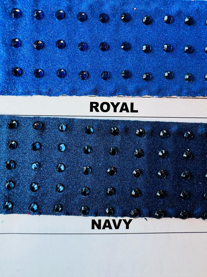 Rhinestones Solid Color Fabric - Royal Blue - 4 Way Stretch Soft Solid Fabric with Crystal RhineStones Sold by Yard