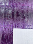 Purple Faux Crocodile Vinyl Leather Upholstery Fabric By The Yard, Big 3D Crocodile Vinyl Fabric