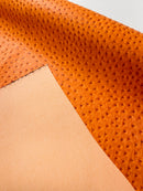 Orange Ostrich Faux Leather Upholstery By The Yard, Ostrich Embossed Vinyl Leather 54" Wide