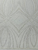 Ivory Embroidery Beaded Fabric by Yard
