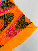 Wavy Line Design Velvet Sequins - Velvet Sequins Fabric 2 Way Stretch 58"- 60" By Yard