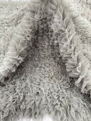 Silver Tulle Ruffle Fabric, 60" Wide Waves - Prom Dress Wedding & Decoration