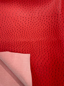 Red Ostrich Faux Leather Upholstery By The Yard, Ostrich Embossed Vinyl Leather 54" Wide