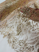 Rose Gold Glitter Mesh Lace Fabric Prom/Dress By The Yard