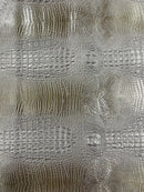 Gray Faux Crocodile Vinyl Leather Upholstery Fabric By The Yard, Big 3D Crocodile Vinyl Fabric