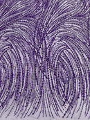 Purple Glitter Mesh Lace Fabric Prom/Dress By The Yard
