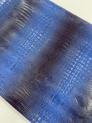 Royal Blue Faux Crocodile Vinyl Leather Upholstery Fabric By The Yard, Big 3D Crocodile Vinyl Fabric