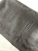 Black Faux Crocodile Vinyl Leather Upholstery Fabric By The Yard, Big 3D Crocodile Vinyl Fabric