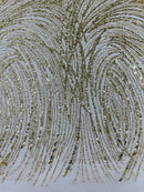 Champagne Gold Glitter Mesh Lace Fabric Prom/Dress By The Yard