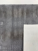 Gray Faux Crocodile Vinyl Leather Upholstery Fabric By The Yard, Big 3D Crocodile Vinyl Fabric