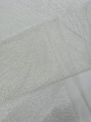 White Iridescent Pink Glitter Mesh Lace Fabric Prom/Dress By The Yard