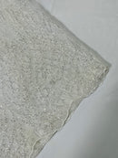 Beaded Embroidered Fabric - Crear White - Embroidered Heart and Feather Pattern Fabric By Yard