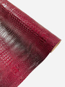 Burgundy Faux Crocodile Vinyl Leather Upholstery Fabric By The Yard, Big 3D Crocodile Vinyl Fabric
