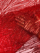 Red JM Glitter Mesh Lace Fabric Prom/Dress By The Yard