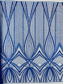 Royal Blue Embroidery Beaded Fabric By The Yard