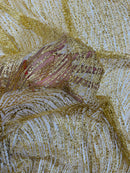 Gold JM Glitter Mesh Lace Fabric Prom/Dress By The Yard