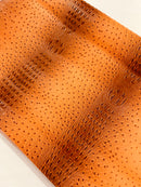 Orange Ostrich Gator Embossed Vinyl Fabric By The Yard, Crocodile Ostrich Vinyl Leather Upholstery