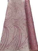 Dusty Rose Rhinestones Glitter Fabric on a Mesh By Yard Glitter Rhinestones